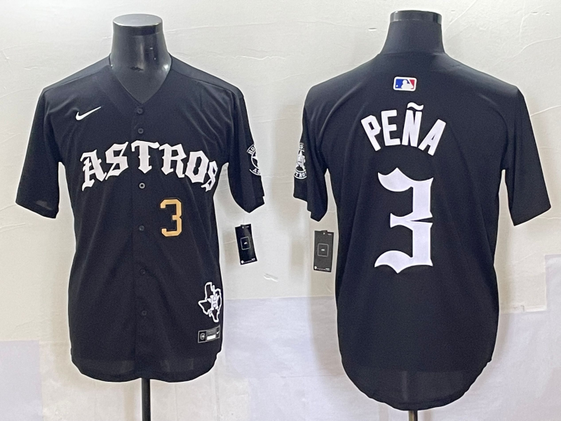 Men Houston Astros #3 Pena Black Five generations Joint Name Nike MLB 2025 Jersey style 2->houston astros->MLB Jersey
